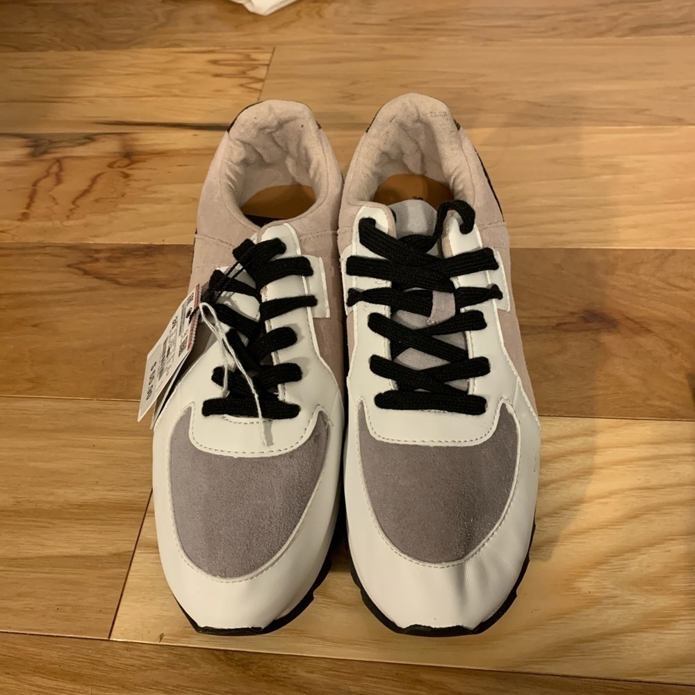 Zara platform deportivo trainers burgundy & pink